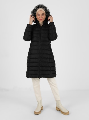 Black - Fully Lined - Polo neck - Puffer Jackets - Olcay
