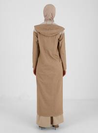 Camel - Unlined - Polo neck - Topcoat
