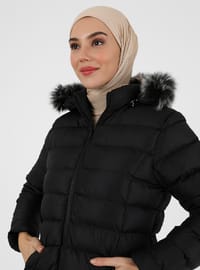 Polo Neck Puffer Jacket Black