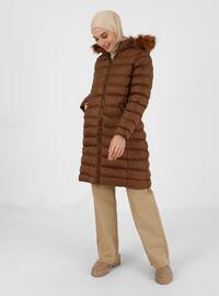 Tan - Fully Lined - Polo neck - Puffer Jackets
