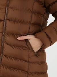 Tan - Fully Lined - Polo neck - Puffer Jackets