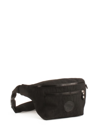 Double Washed Krinkle Fabric Body Bag & Waist And Chest Bag Black
