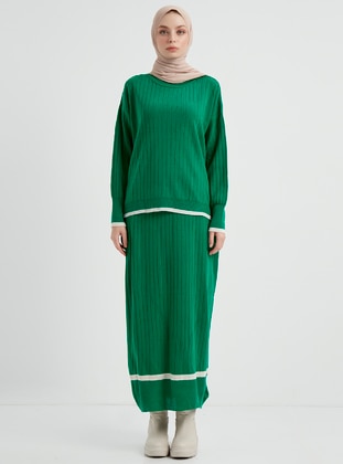 Emerald - Unlined - Crew neck - Knit Suits - Womayy