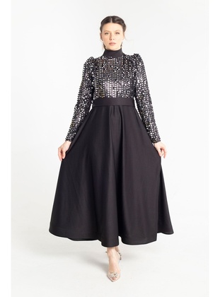 Melike Tatar Black Modest Evening Dress