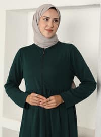 Long Zippered Abaya Emerald