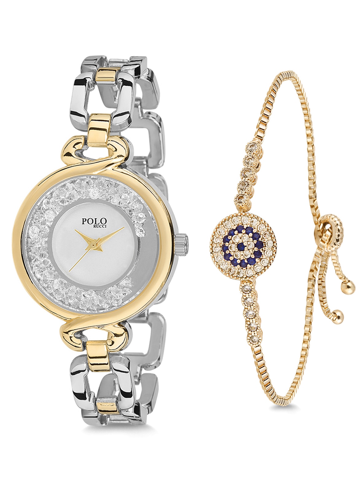 Women's Watch And Zircon Stone Evil Eye Bracelet Bracelet Gift Silver Color Color Yellow