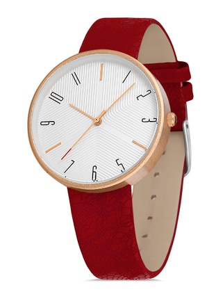 Women's Watch With Leather Strap Red