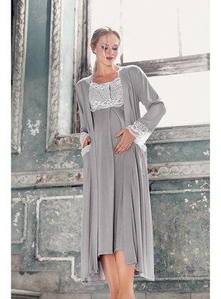Gray - Nightdress - Artış Collection