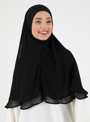 أسود - من لون واحد - حجابات جاهزة - Tuva