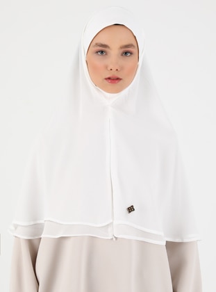 Zippered Chiffon Instant Hijab Cream-Beige Instant Scarf