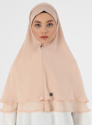 Zippered Chiffon Instant Hijab Beige Instant Scarf