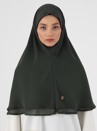 Zippered Chiffon Instant Hijab Green Instant Scarf