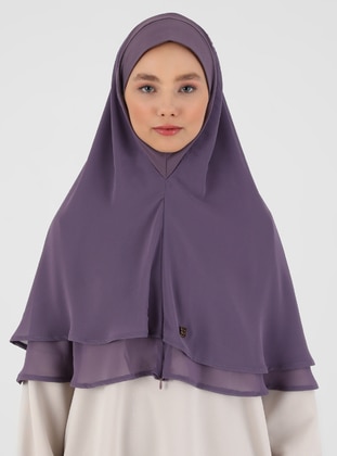 Zippered Chiffon Instant Hijab Lavender Instant Scarf