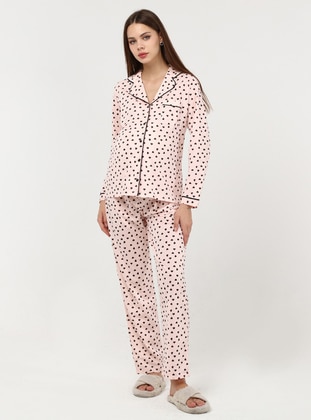 Heart Long Sleeve Maternity Pajama Set Pink