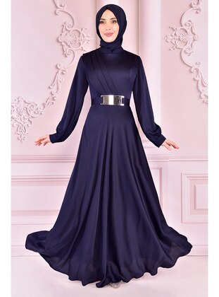 Navy Blue - Modest Evening Dress - Moda Merve