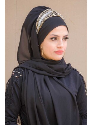 Black Ready Evening Dress Shawl 60402 Instant Scarf