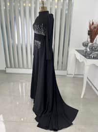 Ceyla Tail Hijab Evening Dress Black