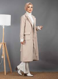 Beige - Fully Lined - Coat