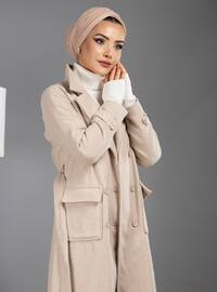 Beige - Fully Lined - Coat