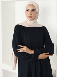 Tunic With Elastic Sleeve Ends Navy Blue