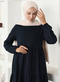 Tunic With Elastic Sleeve Ends Navy Blue