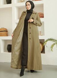 Belt Detailed Overcoat Dark Beige Coat