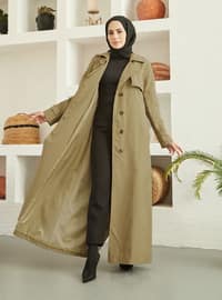 Belt Detailed Overcoat Dark Beige Coat