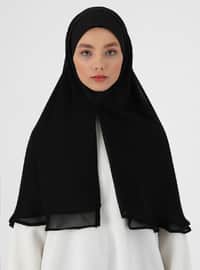 Zippered Chiffon Instant Hijab Black Instant Scarf