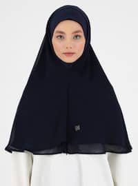 Zippered Chiffon Instant Hijab Navy Blue Instant Scarf