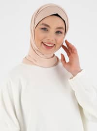 Zippered Chiffon Instant Hijab Beige Instant Scarf