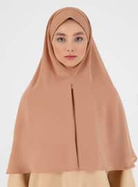 Zippered Chiffon Instant Hijab Light Caramel Instant Scarf