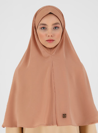 Zippered Chiffon Instant Hijab Light Caramel
