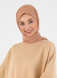 Zippered Chiffon Instant Hijab Light Caramel Instant Scarf