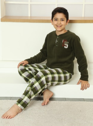 Boy's Fleece Pajama Set Khaki