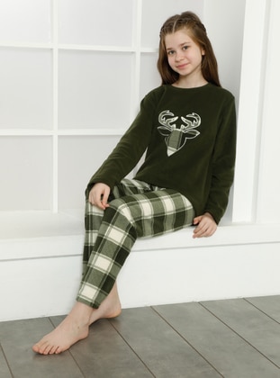Girl's Fleece Pajama Set Green