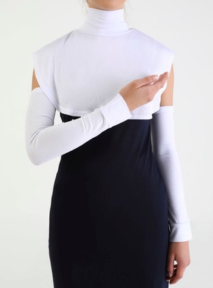 Snap Button Neck & Sleeve Cover Set - White - Tuva