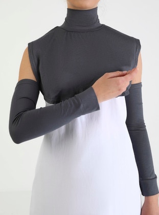 Snap Button Neck & Sleeve Cover Set - Dark Gray - Tuva
