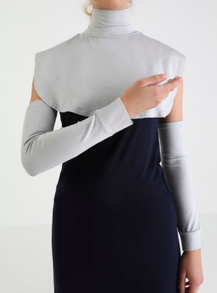 Snap Button Neck & Sleeve Cover Set - Light Gray - Tuva
