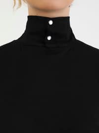 Collar Collar Sleeve Snap Fastened Set Black