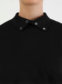 Collar Collar Sleeve Snap Fastened Set Black