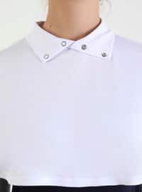 Collar Collar Sleeve Snap Fastened Set White