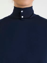 Snap Button Neck & Sleeve Cover Set - Navy Blue
