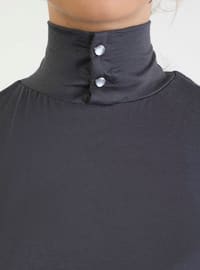 Snap Button Neck & Sleeve Cover Set - Dark Gray