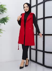 Red - Fully Lined - Shawl Collar - Vest