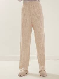 Knitwear Oversized Pants Stone With Ribbed And Elastic Waist