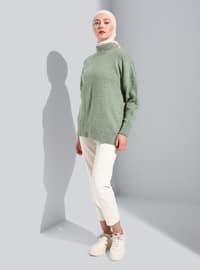 Turtleneck Sweater Tunic Green