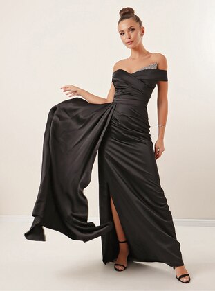 Fully Lined - Black - Evening Dresses - By Saygı