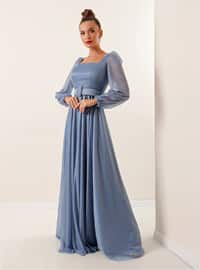 Fully Lined - Indigo - Sweatheart Neckline - Evening Dresses
