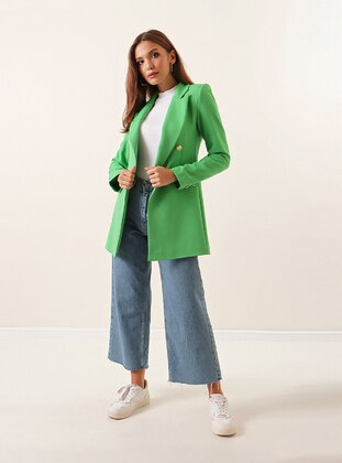 Green - Fully Lined - Jacket - By Saygı