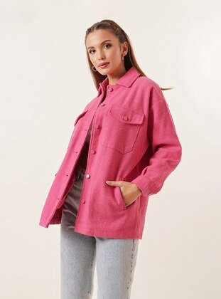 Pink - Cuban Collar - Jacket - By Saygı